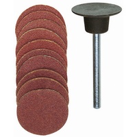 Sanding bit, disc, corundum, 120/150 grit, 18mm, 11 pcs with holder