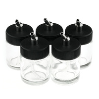 Glass 1oz/30ml Airbrush Jar Double-Action Siphon - Pack of 5
