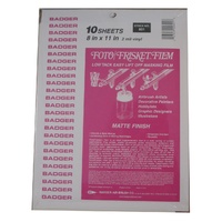 Foto/Frisket Film 200mm x 275mm (8" x 11") Matte 10 Sheets per pk