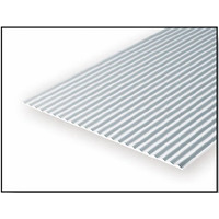 STYRENE Corrugated Metal Siding. Groove Spacing 1.5mm. Rib Width .5mm.Â  1mm x 300mm x 600mm.Â 