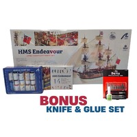 Artesania HMS Endeavour 1/65 Kit with Paint and Figurines