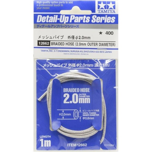 TAMIYA BRAIDED HOSE 2MM OUTER DIA X 1M