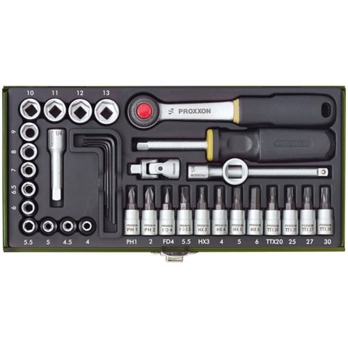 PROXXON Precision engineer's 36-piece set with 1/4" ratchet
