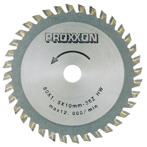 Proxxon Carbide tipped blade 80 x 10mm x 1.6mm thick x 36 TCT (suit FKS/E, FET, KGS 80)
