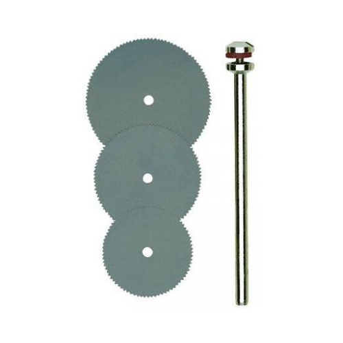 Cutting disc set, spring steel, 0.1mm width, 3 pcs with arbor