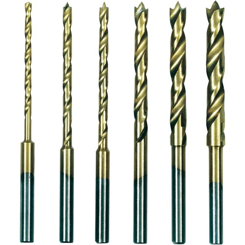 Brad Point Drill Bit Set, Titanium Nitride Plated 6 Pcs