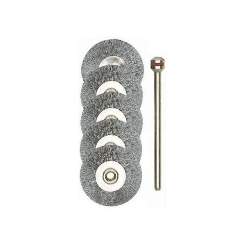Proxxon Steel wheel Brush bit. 22mm, 5 pcs with arbor