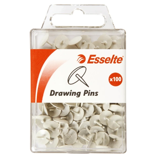 Esselte Drawing Pins White 10mm head x 9mm long