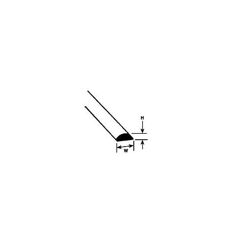 90881  1.5mm (.060") Half Round Rods. Styrene (10)