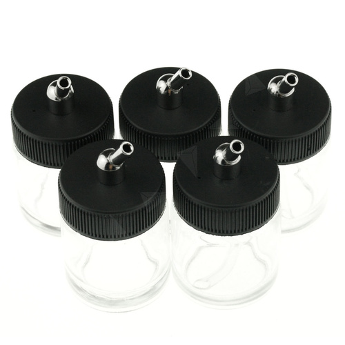 Glass 1oz/30ml Airbrush Jar Single-Action Siphon - Pack of 5