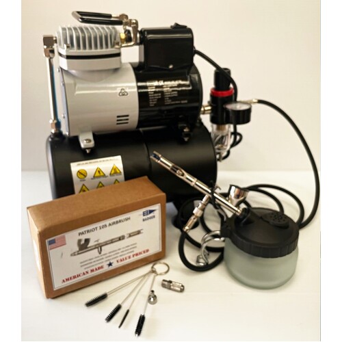 Airbrush & Compressor Kit - Badger Patriot Start-up