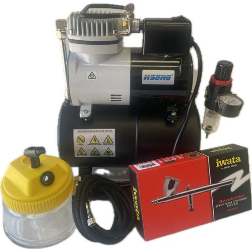 Airbrush & Compressor Kit - Iwata Revolution .3mm