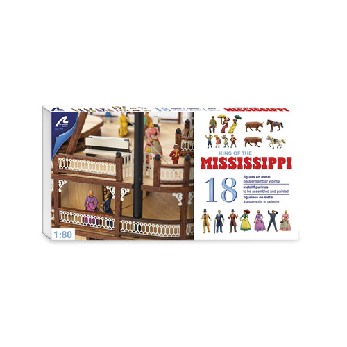 Set of 18 Metal Figurines: Paddle Steamer King of the Mississippi