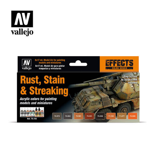 Model Air Brush Colours Rust, Stain & Streaking - Vallejo