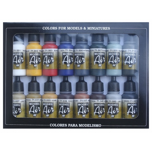 Model Air Brush Colours 16 Colour Set - Vallejo