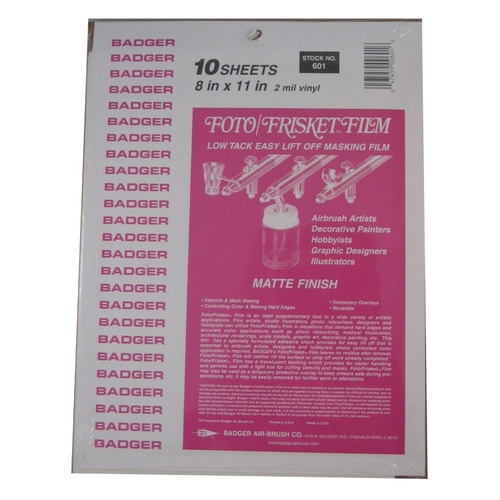 Foto/Frisket Film 200mm x 275mm (8" x 11") Matte 10 Sheets per pk