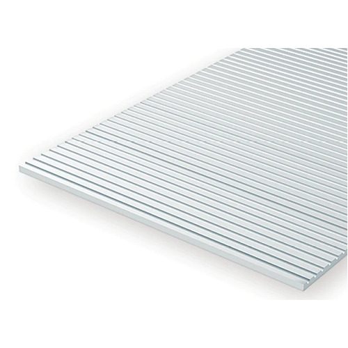 STYRENE FREIGHT CAR SIDING. 1mm x 150mm x 300mm.  GROOVE SPACING: .95MM 