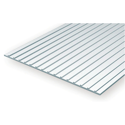 STYRENE METAL ROOFING, 12.7mm Groove Spacing. 150mm x 300mm 