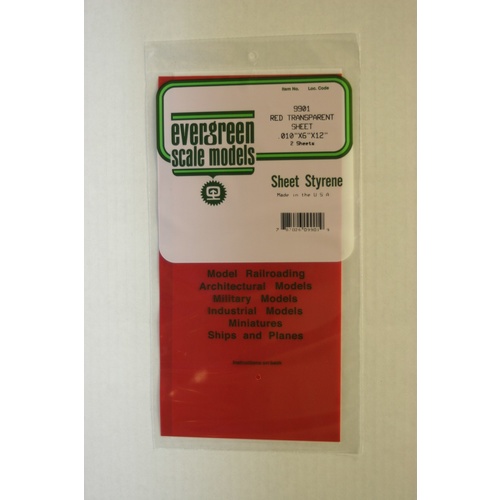 Styrene Sheets Transparent Red(2) 150mm X 300mm X .254mm 