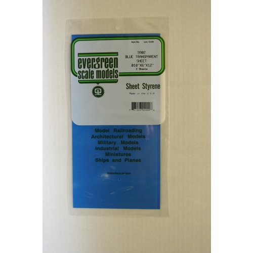 Styrene Sheets Transparent Blue (2) 150mm X 300mm X .254mm