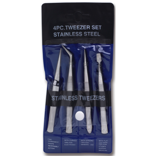 Tweezer Set 4pc - Stainless Steel