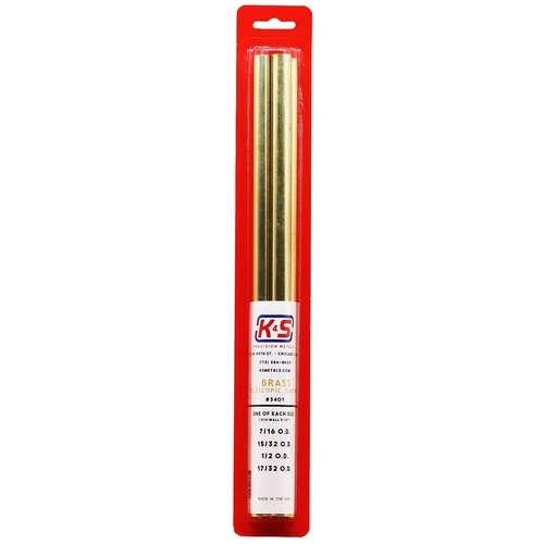Brass Telescopic Tubing Assortment 11.11mm-18.77mm (7/16"-17/32") 4pcs