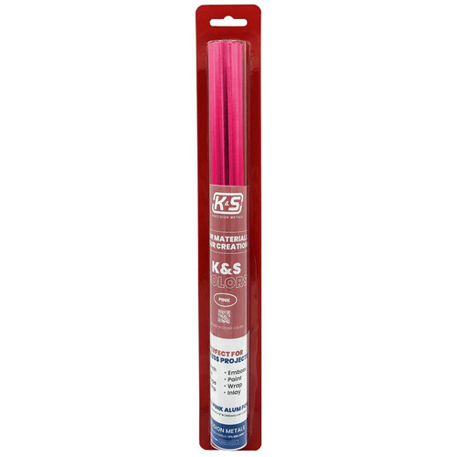 K&S Pink Aluminium Foil 0.19mm Thick 300mm Wide x 609mm Long (1 Roll)