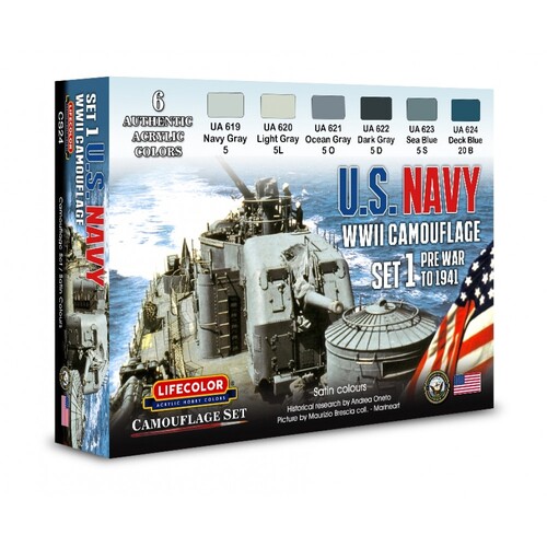 LIFECOLOR CS24 WW2 US NAVY #1 ACRYLIC PAINT SET