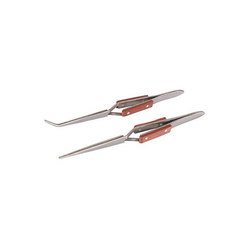 Tweezer Set With Fiber Grip Handle, Straight And Bent, 163mm 2PK