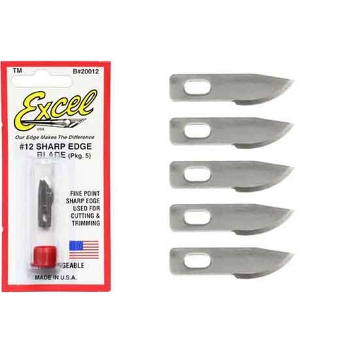 #12 Excel Mini Curved Edge Knife Blades - USA - 5pc