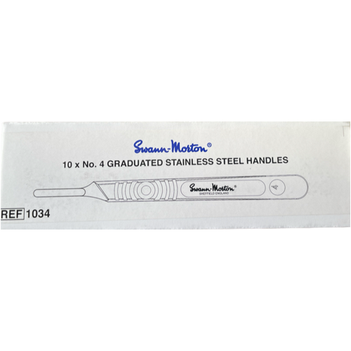 Scalpel Blade Handle SS Swann Morton #4 Box (10 Pack)